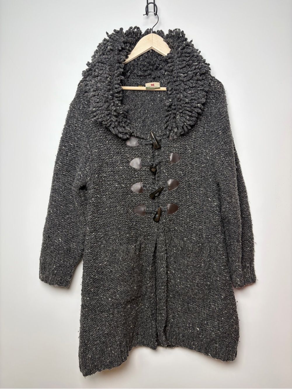 Carraig Donn Irish Wool Long Cardigan Sweater Size Medium